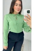 Camisa Viscose Gola Franzida - Verde oliva