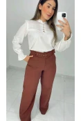 Camisa Viscose Manga Longa Com Gola - Of white