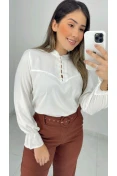 Camisa Viscose Manga Longa Com Gola - Of white