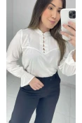 Camisa Viscose Manga Longa Com Gola - Of white