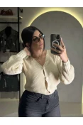 Casaco Botão Tricot - Bege