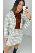 Casaco Curto Tweed Forrado - Tweed branco