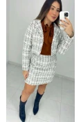 Casaco Curto Tweed Forrado - Tweed branco