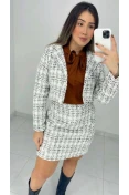 Casaco Curto Tweed Forrado - Tweed branco