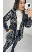 Casaco Tweed Alongado - Tweed preto