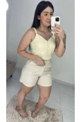 Regata Alça C/ Botões Viscose - Amarelo manteiga