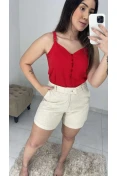 Regata Alça C/ Botões Viscose - Vermelho