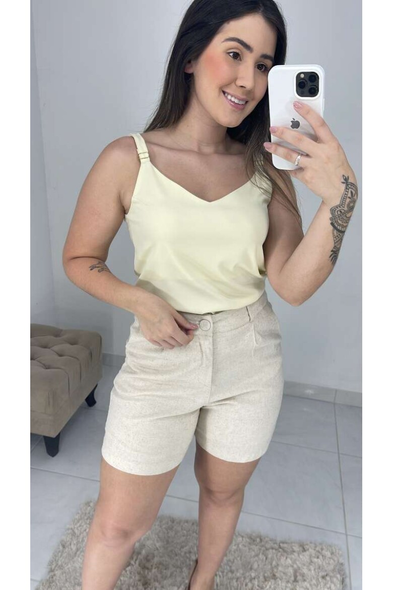 Regata Alça Viscose - Amarelo manteiga