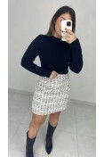 Saia Curta Tweed - Tweed branco