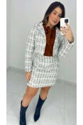 Saia Curta Tweed - Tweed branco