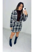 Saia Curta Tweed - Xadrez preto e branco