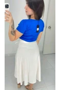 Saia Midi Linho Com Cinto - Off white