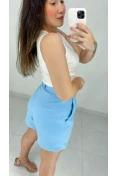 SHORTS ALFAIATARIA - Azul bebe