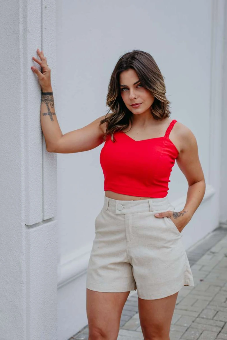 Shorts De Linho C/ Elástico - Natural