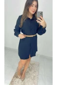 Vestido Chamise Com Botões - Preto