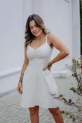 Vestido Curto De Linho - Natural