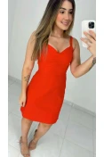 Vestido Curto De Linho - Vermelho