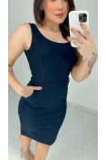 Vestido Midi Linho Social - Preto