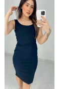 Vestido Midi Linho Social - Preto