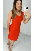 Vestido Midi De Linho Com Bolso - Vermelho